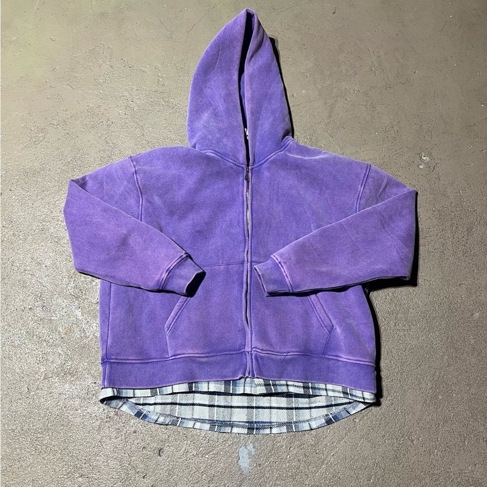 Gold + Vintage Gallery Flannel Zip up Hoodie (Size S)